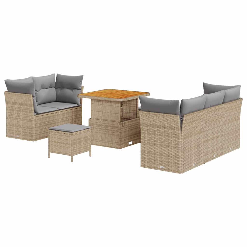 Garten-Sofa-Set mit Kissen 8 pcs Beige und Hellgrau