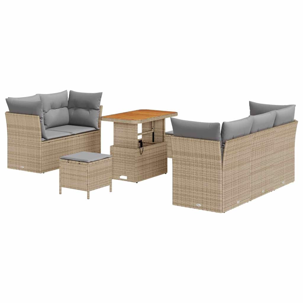 Garten-Sofa-Set mit Kissen 8 pcs Beige und Hellgrau