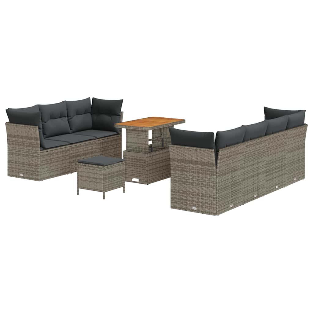 Garten-Sofa-Set mit Kissen mit Speicher 10 pcs Grau