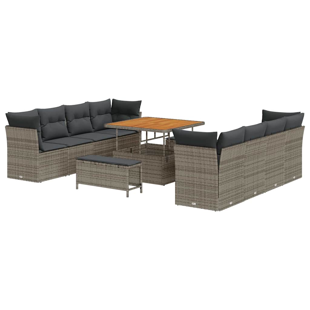 Garten-Sofa-Set mit Kissen mit Speicher 11 pcs Grau