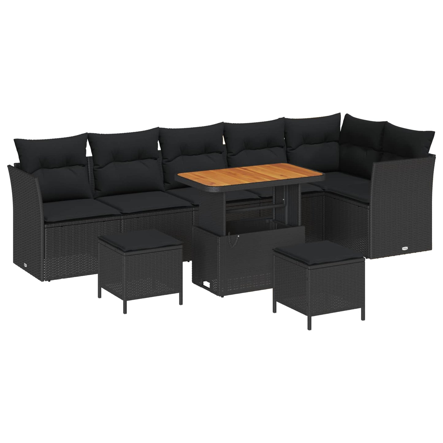 Garten-Sofa-Set mit Kissen 9 pcs Schwarz 90 x 55 x 71 cm