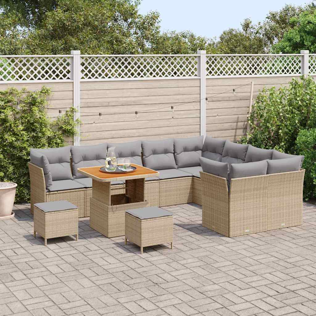 Garten-Sofa-Set mit Kissen 12 pcs Beige und Hellgrau