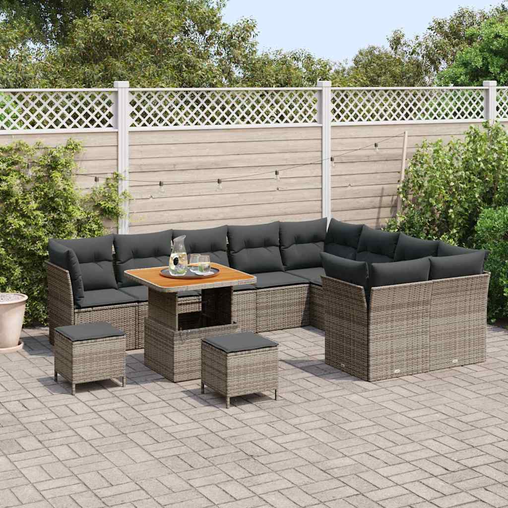 Garten-Sofa-Set mit Kissen mit Speicher 12 pcs Grau