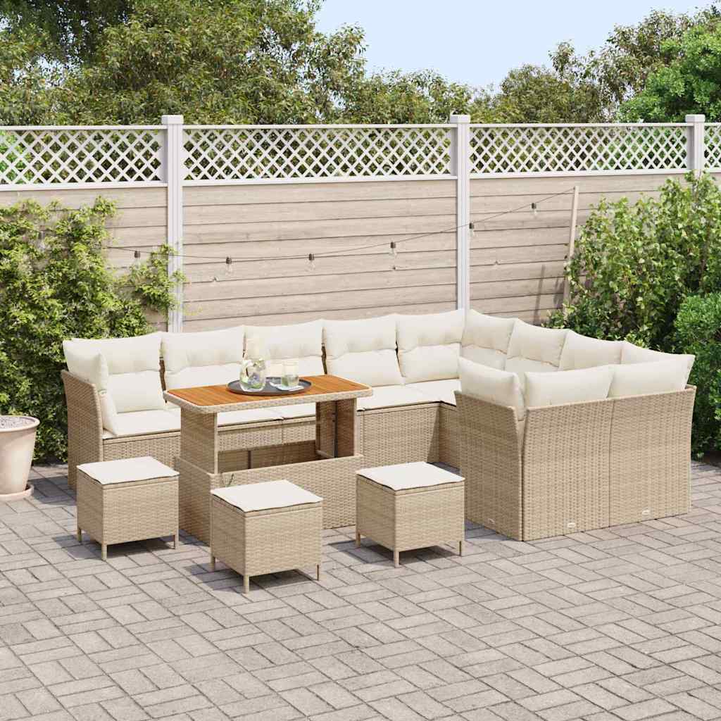Garten-Sofa-Set mit Kissen mit Speicher 13 pcs Beige und Creme