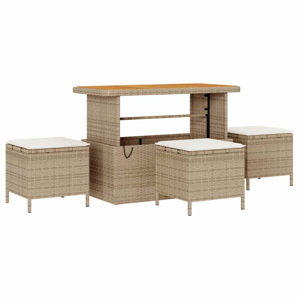 Garten-Sofa-Set mit Kissen mit Speicher 13 pcs Beige und Creme