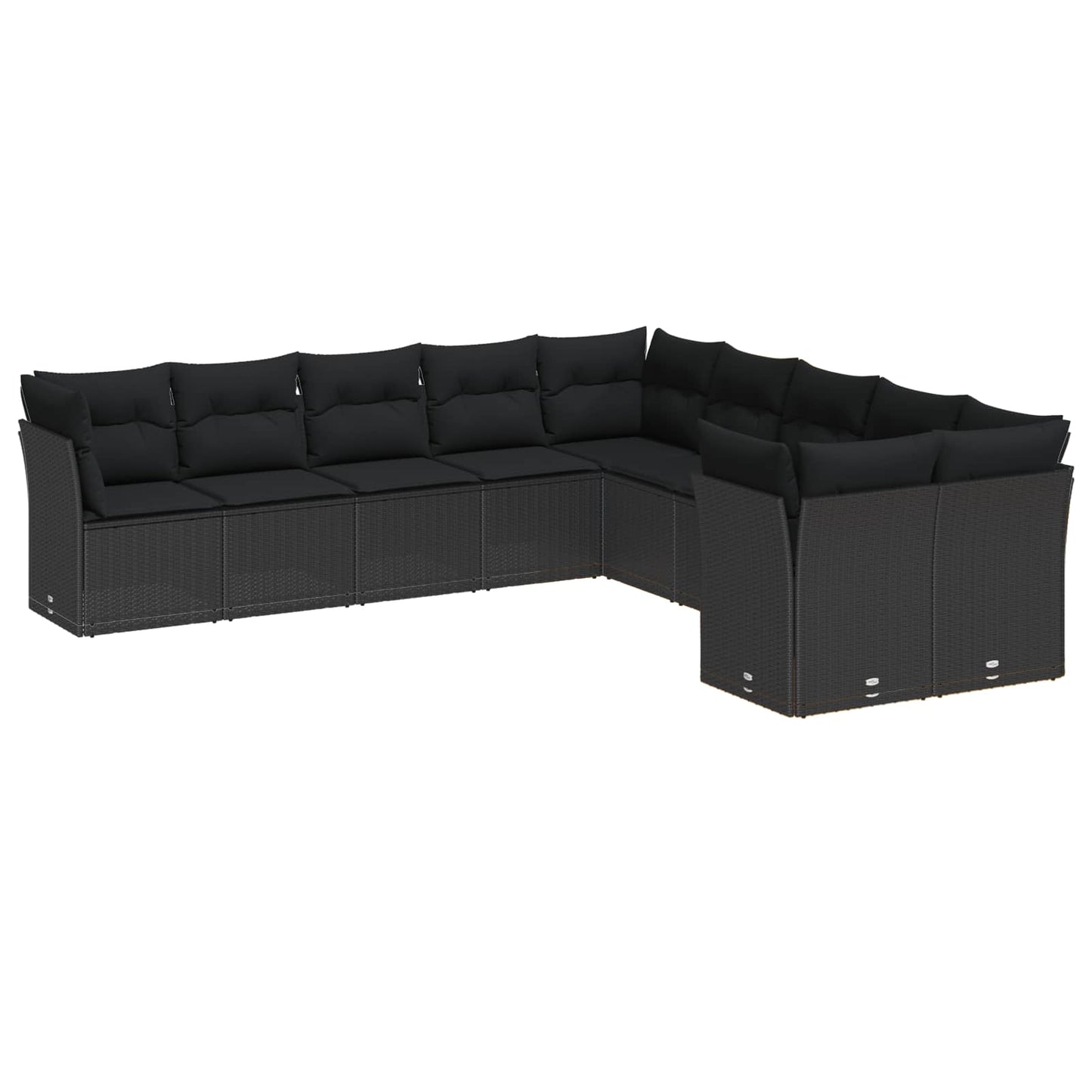 Gartensofa-set mit Kissen 13 pcs Schwarz Poly-Rattan
