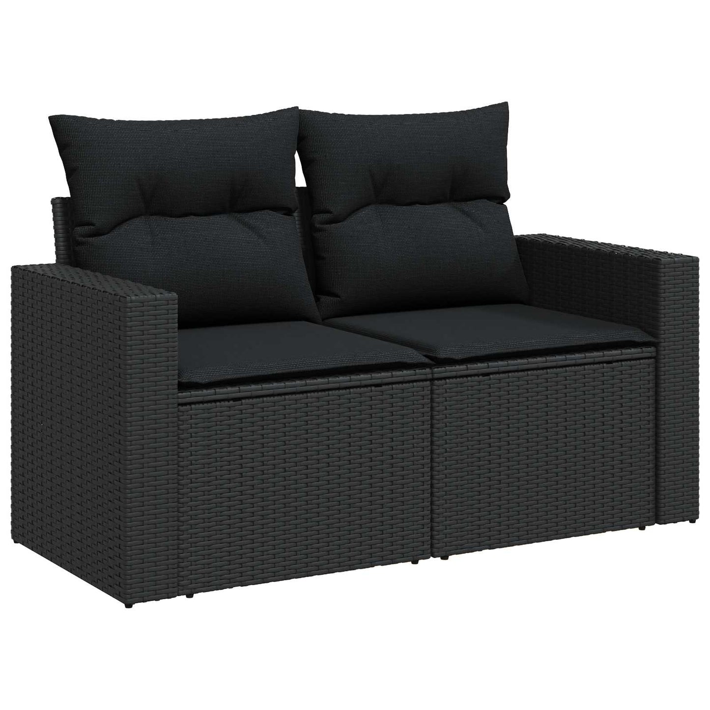 Gartensofa-set mit Kissen 8 pcs Schwarz Poly-Rattan