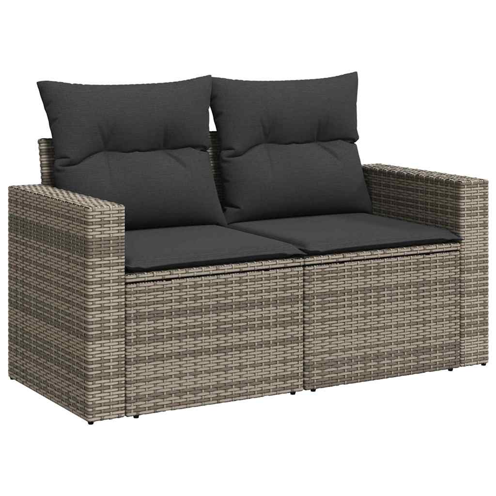 Gartensofa-set mit Kissen 8 pcs Grau Poly-Rattan