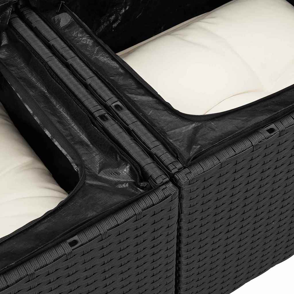 Garten-Sofa-Set mit Kissen 10 pcs Schwarz und Creme