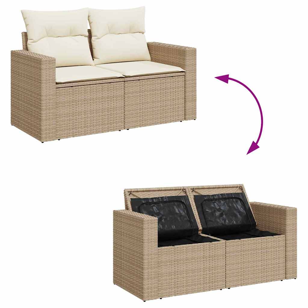 Garten-Sofa-Set mit Kissen mit Speicher 10 pcs Beige und Creme