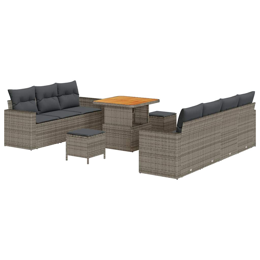 Garten-Sofa-Set mit Kissen mit Speicher 10 pcs Grau