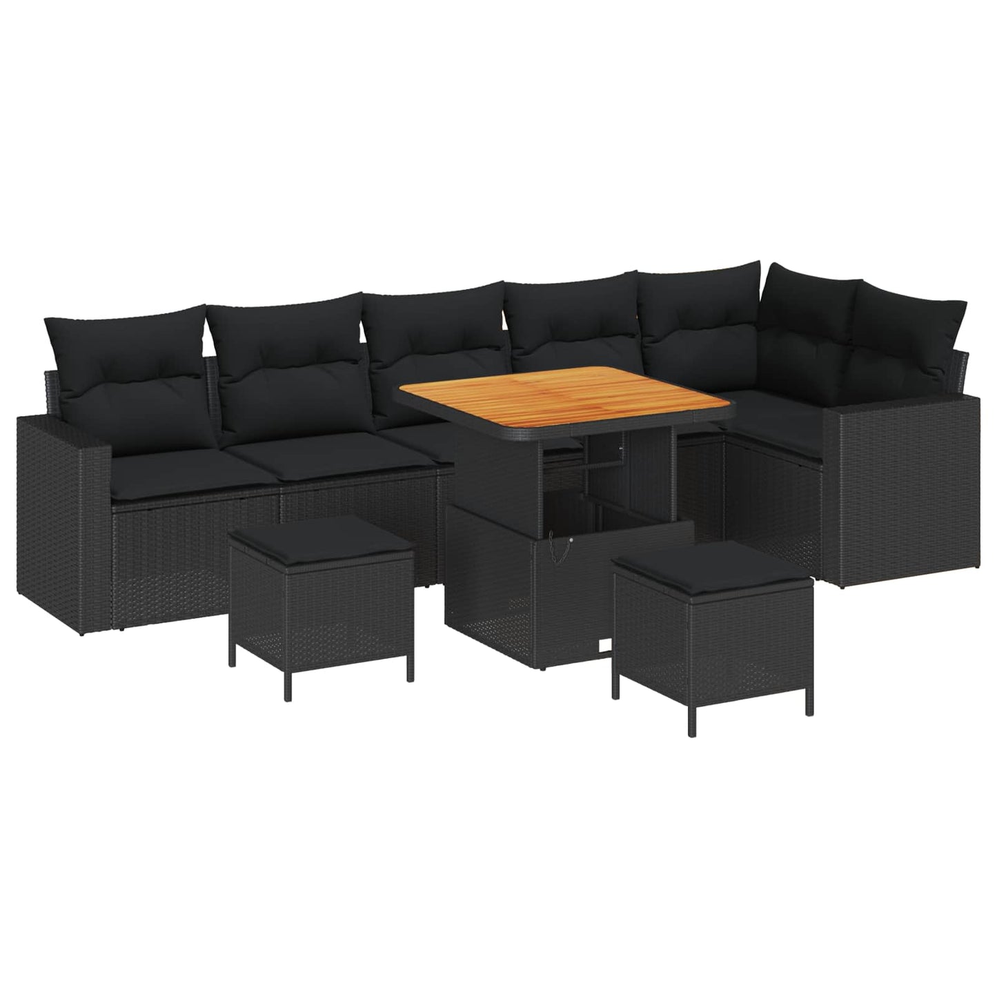 Gartensofa-set mit Kissen 11 pcs Schwarz Poly-Rattan