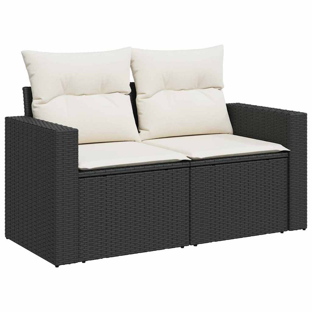 Gartensofa-set mit Kissen 18 pcs Schwarz und Creme Poly-Rattan