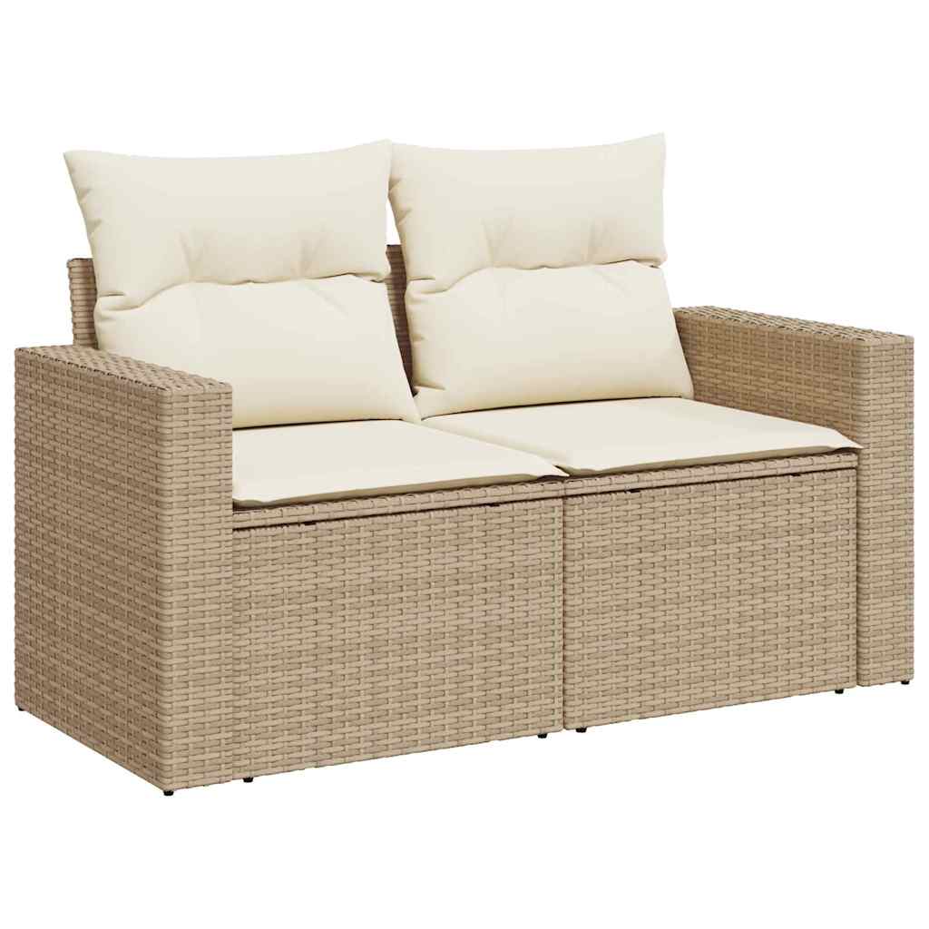 Gartensofa-set mit Kissen 18 pcs Beige und Creme Poly-Rattan