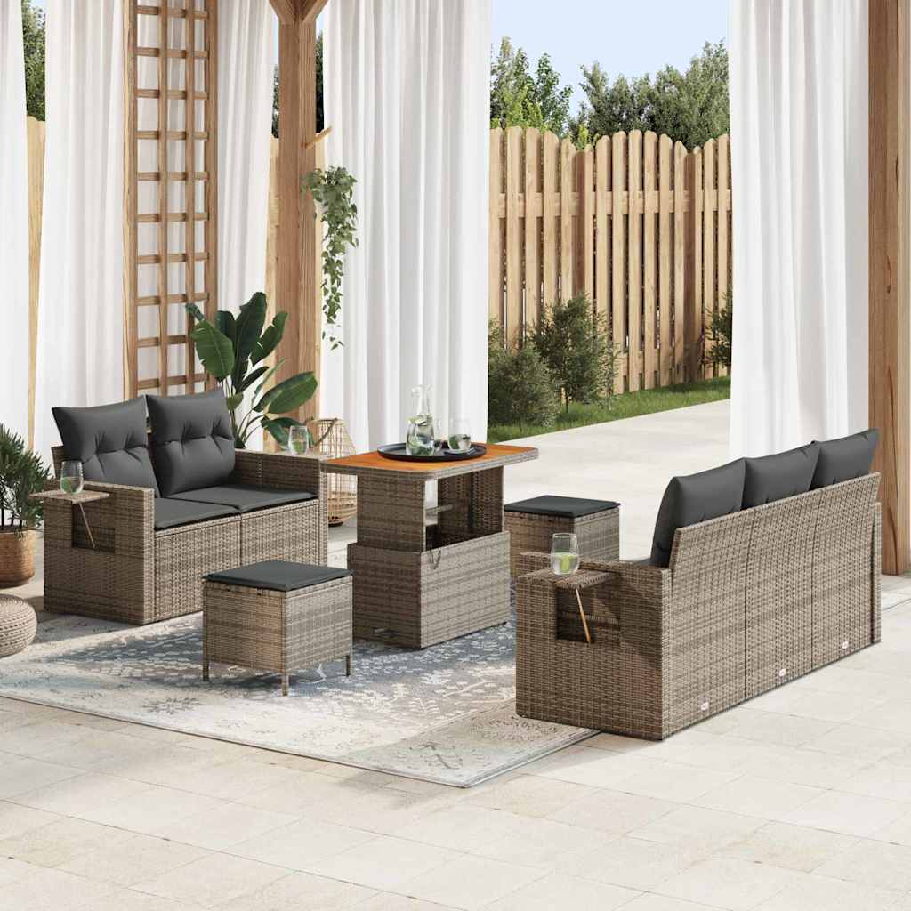 Gartensofa-set mit Kissen 10 pcs Grau Poly-Rattan
