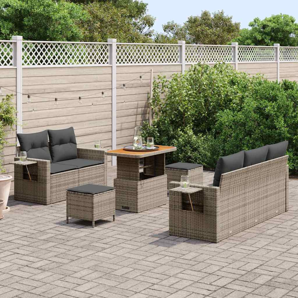 Gartensofa-set mit Kissen 10 pcs Grau Poly-Rattan