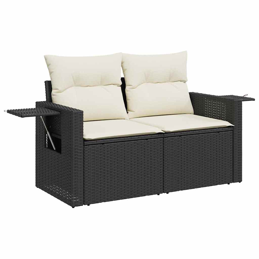 Garten-Sofa-Set mit Kissen 10 pcs Schwarz und Creme