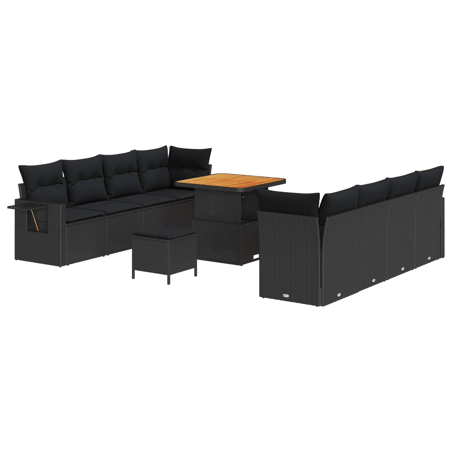 Gartensofa-set mit Kissen 11 pcs Schwarz Poly-Rattan
