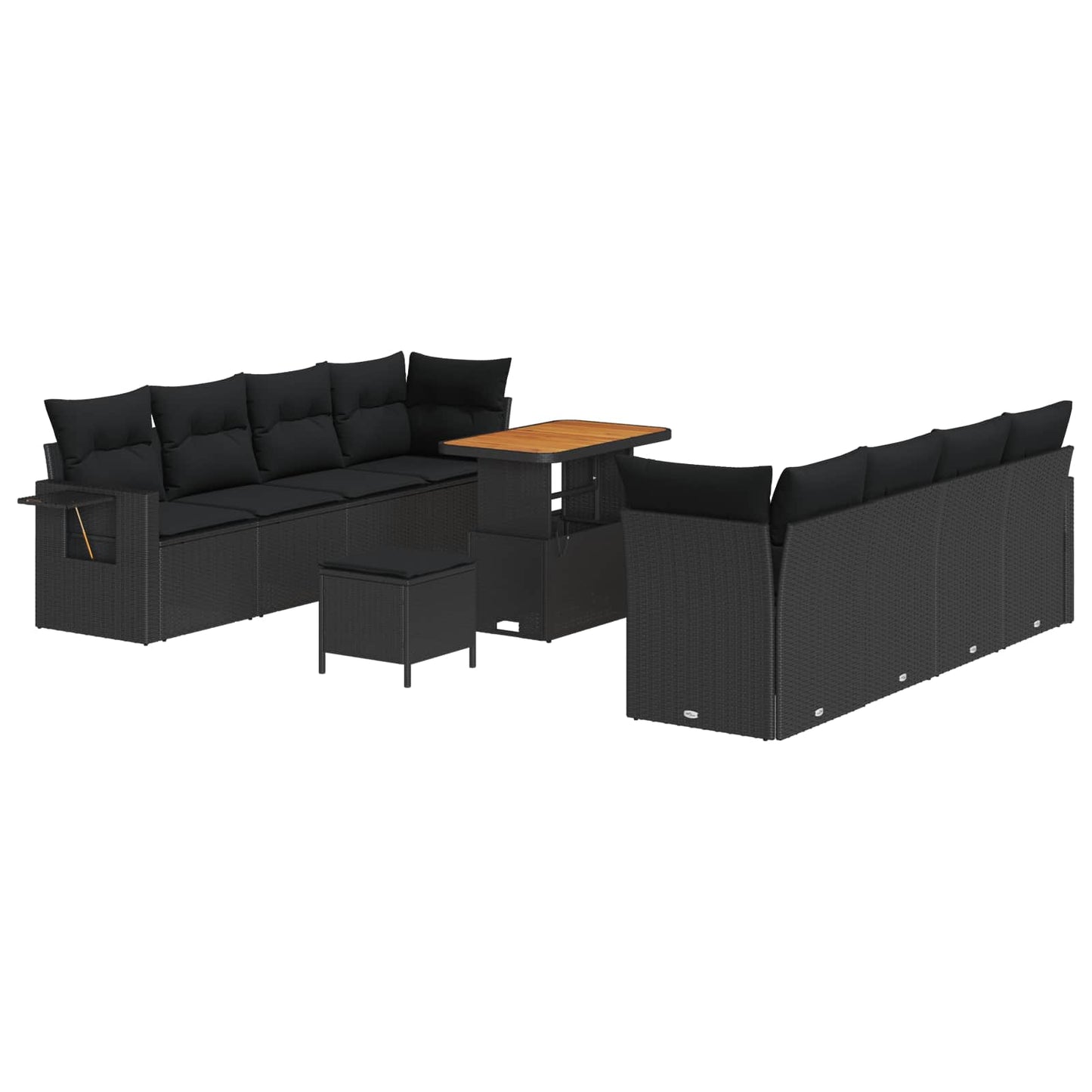 Gartensofa-set mit Kissen 11 pcs Schwarz Poly-Rattan