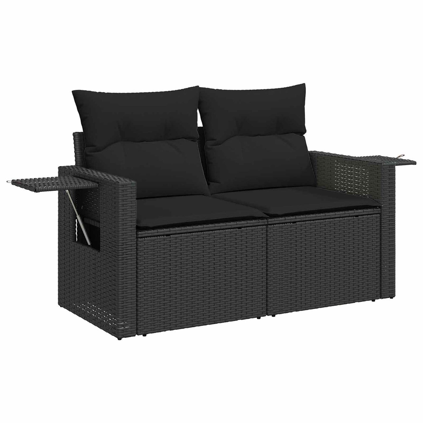 Gartensofa-set mit Kissen 11 pcs Schwarz Poly-Rattan