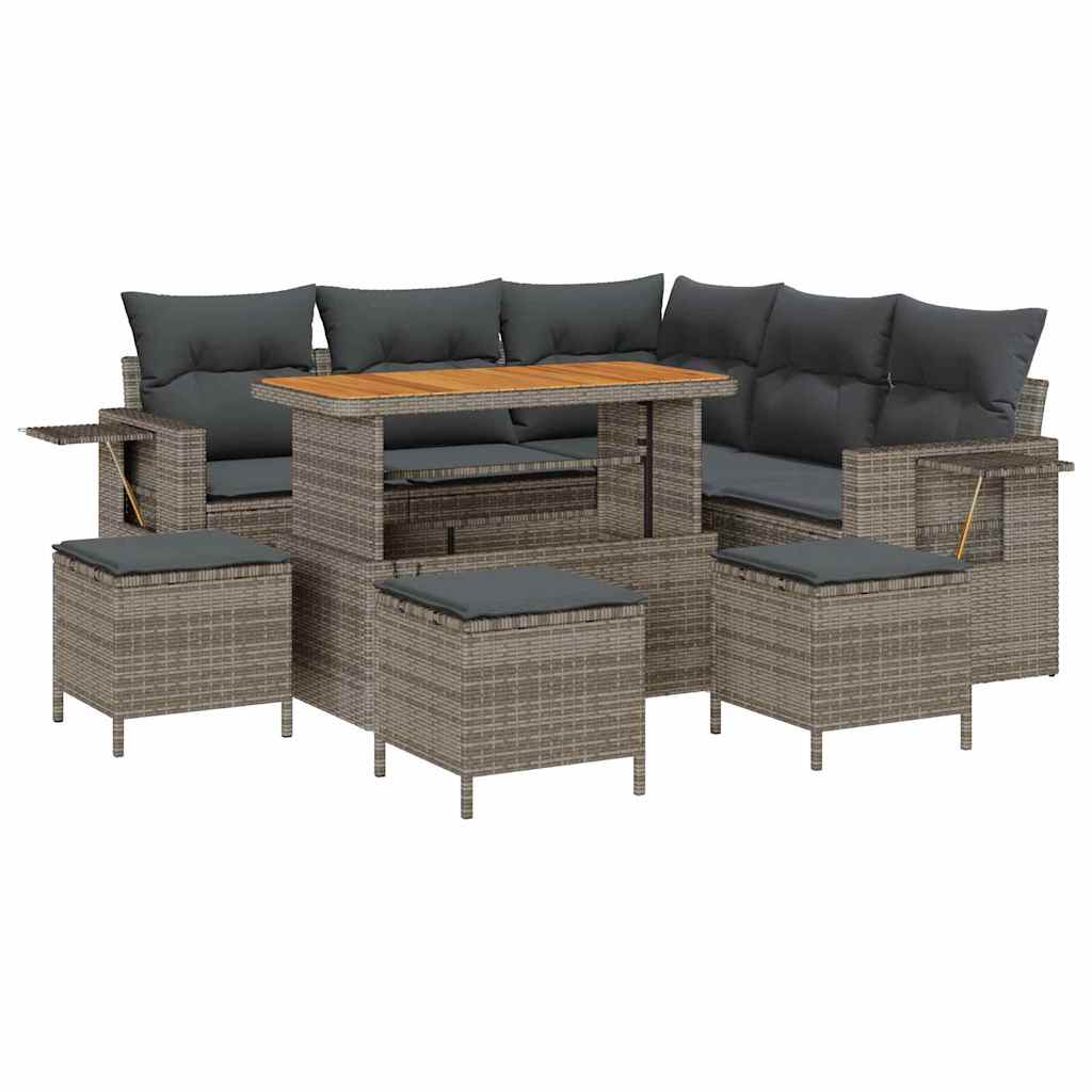 Gartensofa-set mit Kissen 10 pcs Grau Poly-Rattan