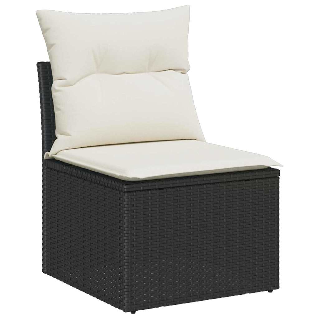 Gartensofa-set mit Kissen 13 pcs Schwarz und Creme Poly-Rattan