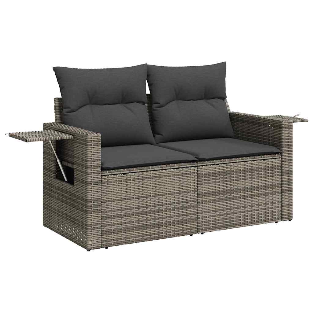 Gartensofa-set mit Kissen 12 pcs Grau Poly-Rattan