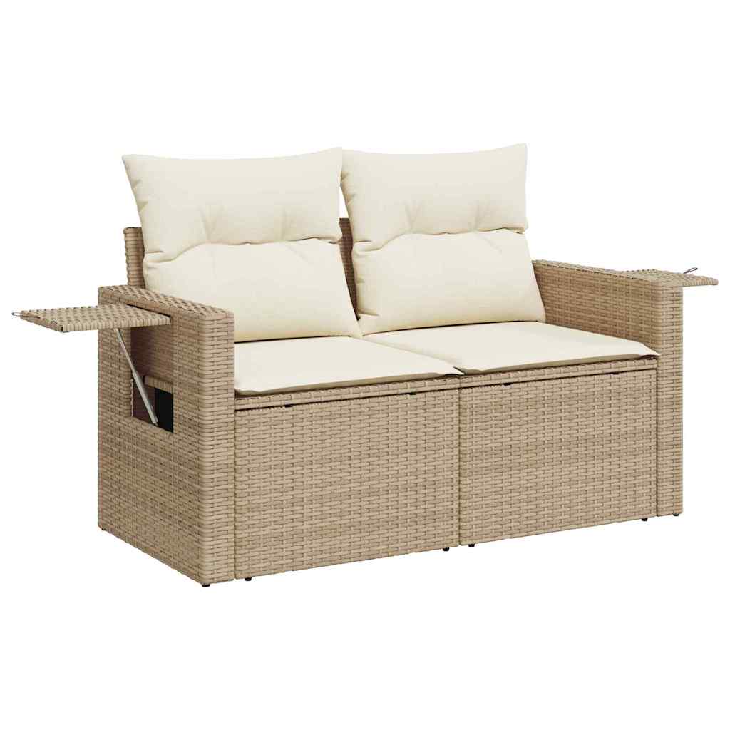 Gartensofa-set mit Kissen 13 pcs Beige und Creme Poly-Rattan