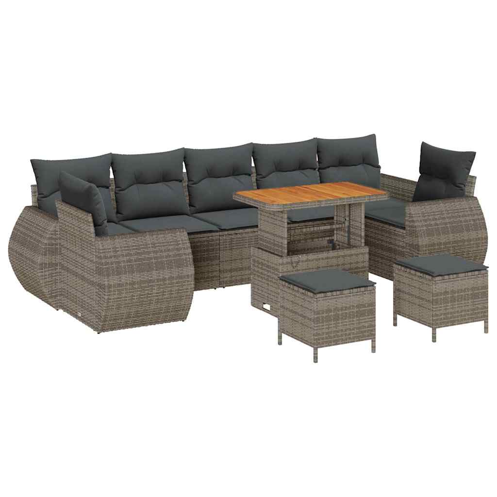 Garten-Sofa-Set mit Kissen mit Speicher 10 pcs Grau