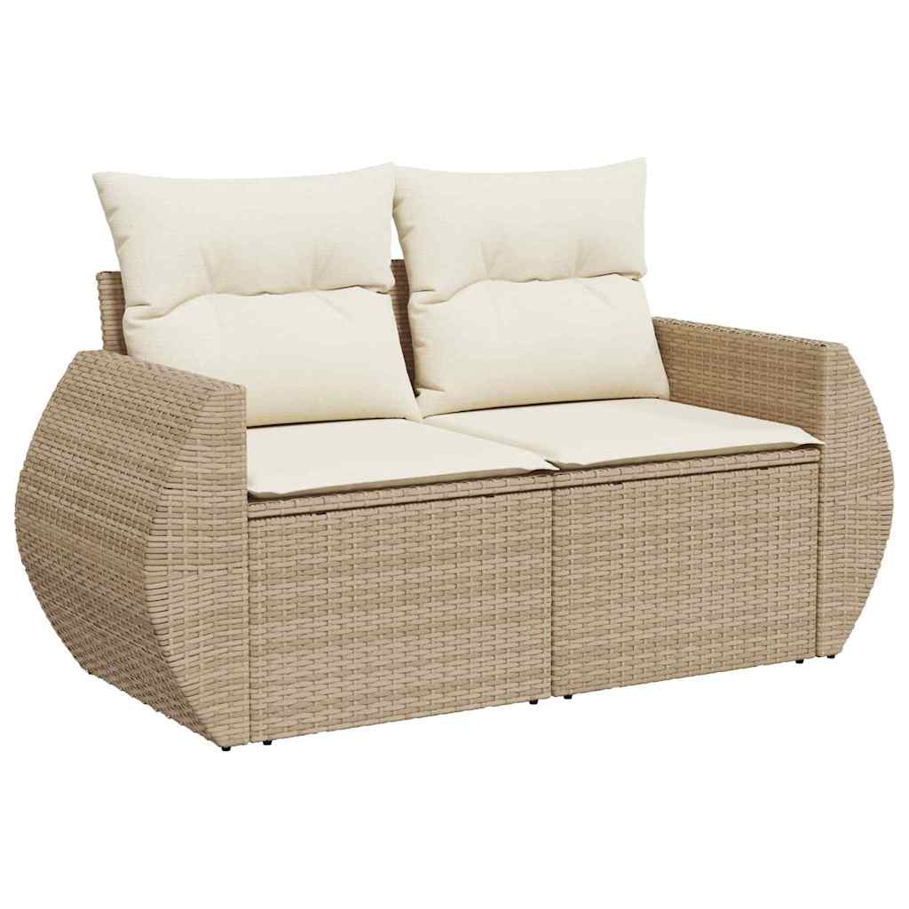Gartensofa-set mit Kissen 8 pcs Beige und Creme Poly-Rattan