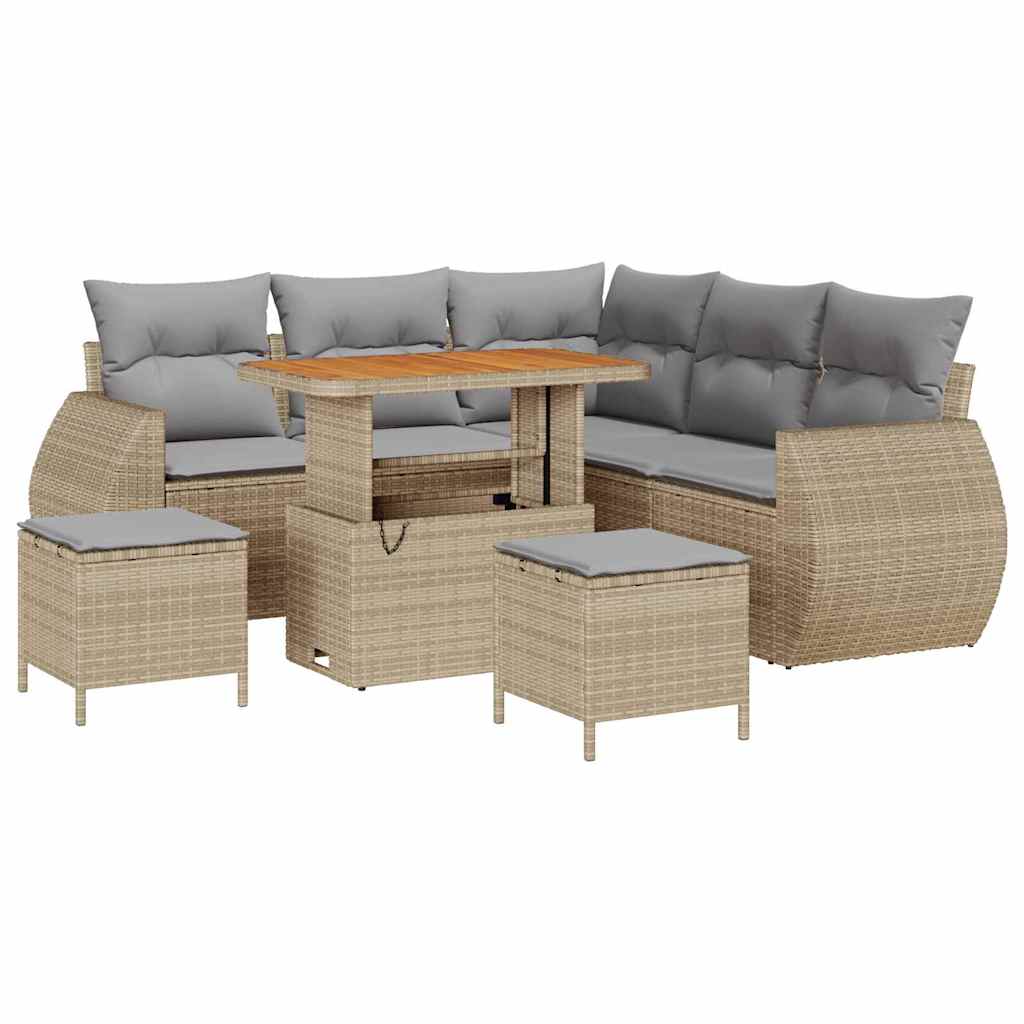 Garten-Sofa-Set mit Kissen 8 pcs Beige und Hellgrau