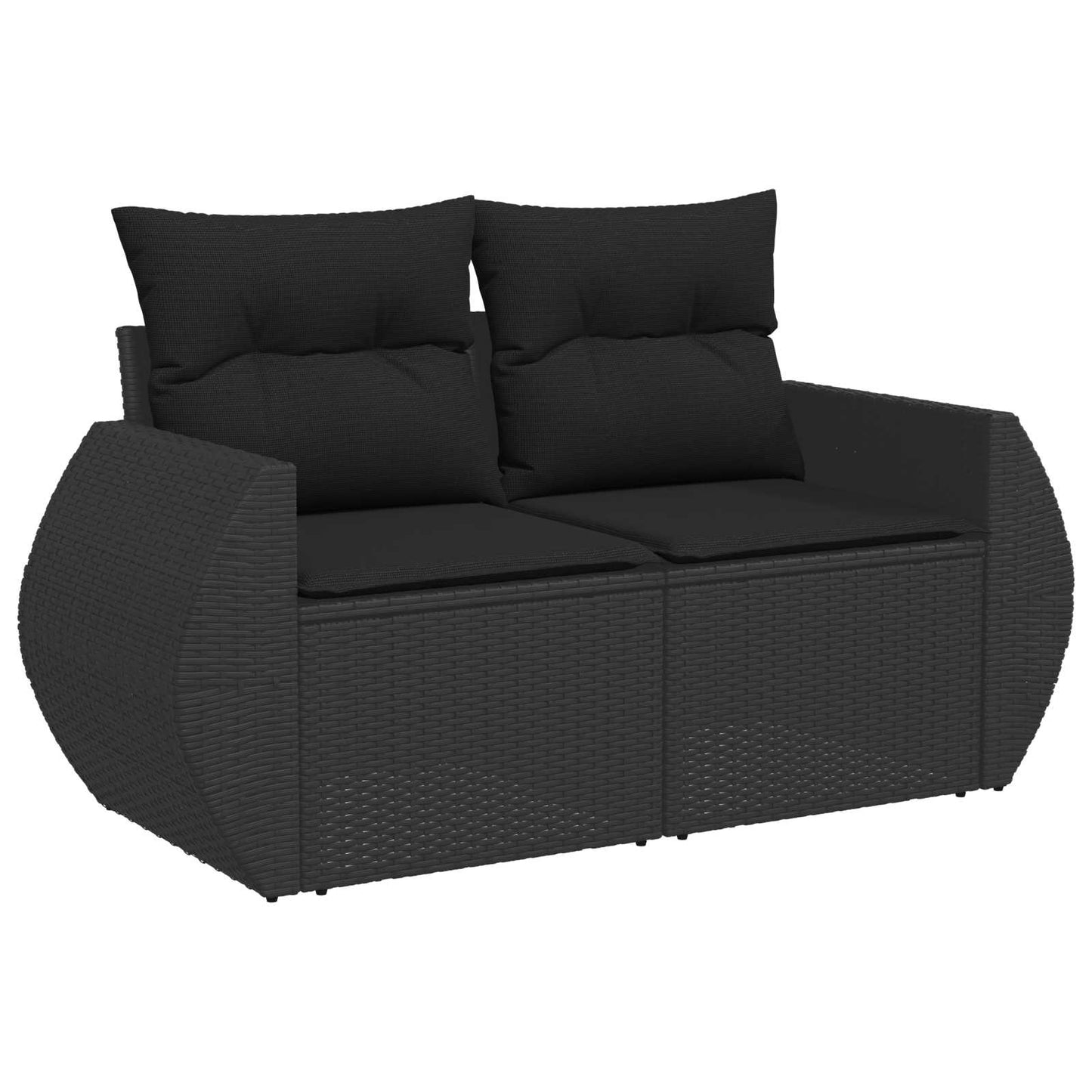 Gartensofa-set mit Kissen mit Kissen 9 pcs Schwarz Poly-Rattan