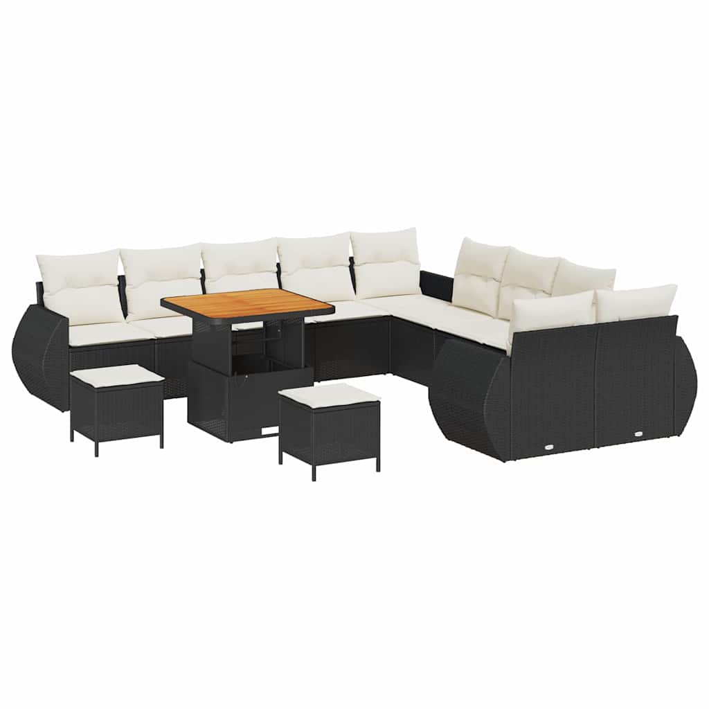 Garten-Sofa-Set mit Kissen mit Kissen 13 pcs Schwarz und Creme