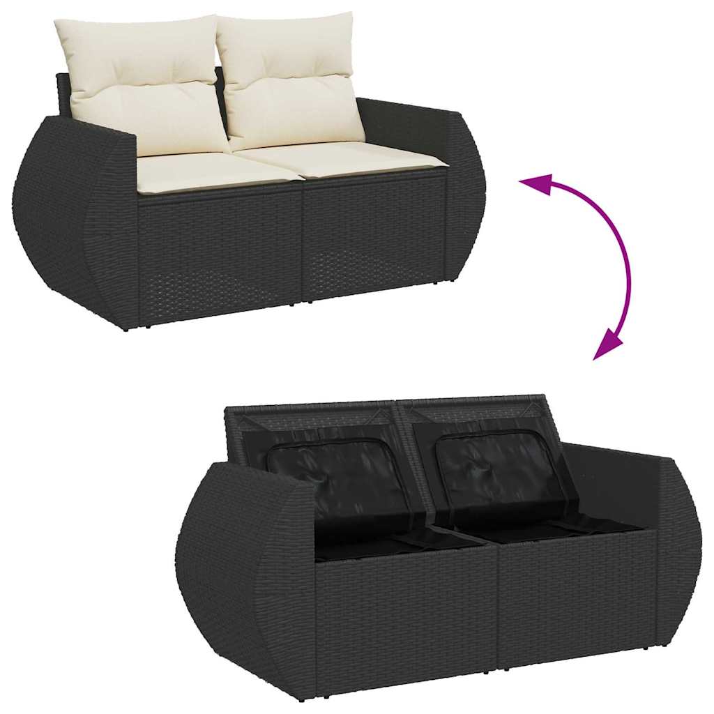 Garten-Sofa-Set mit Kissen mit Kissen 14 pcs Schwarz und Creme