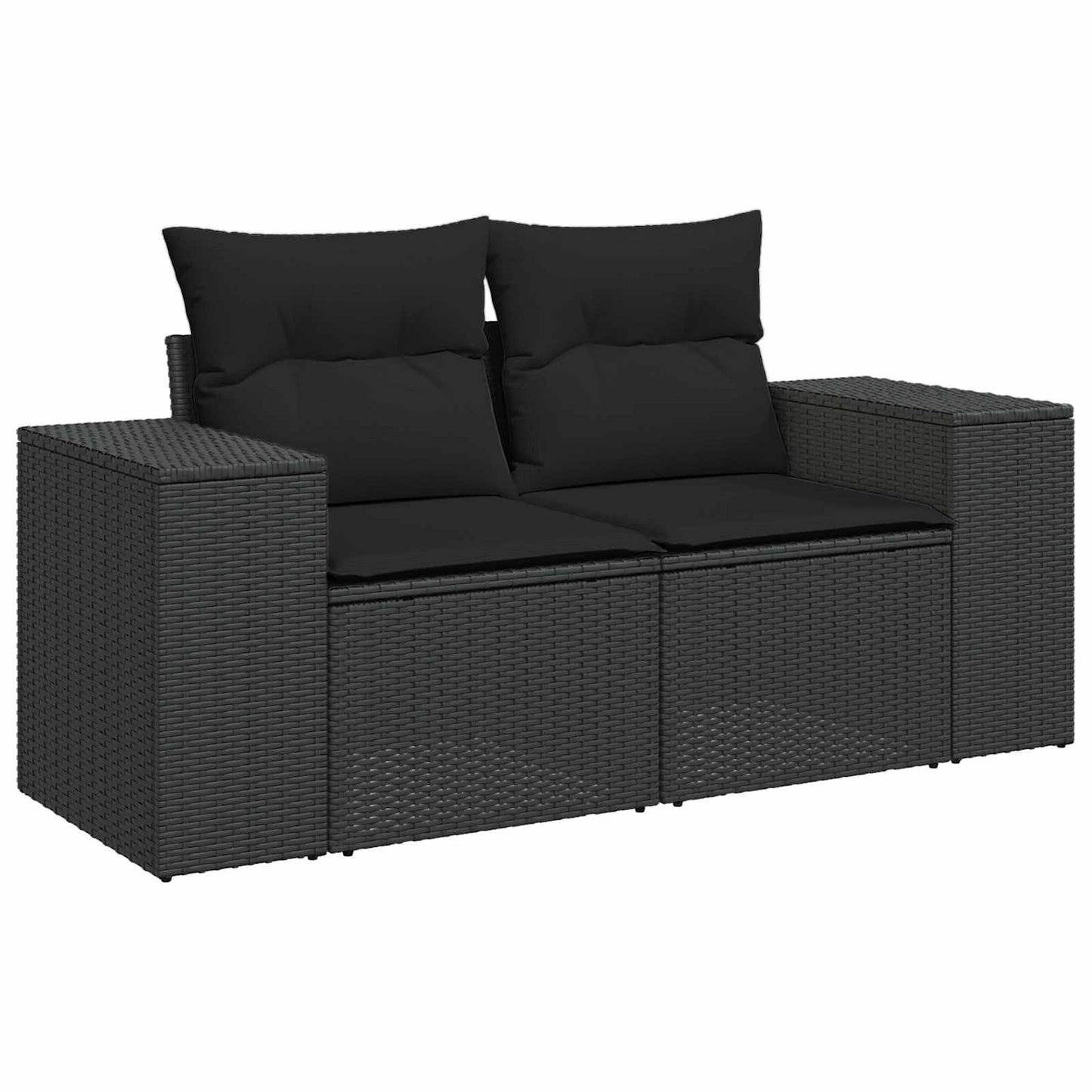 Gartensofa-set mit Kissen mit Kissen 8 pcs Schwarz Poly Rattan