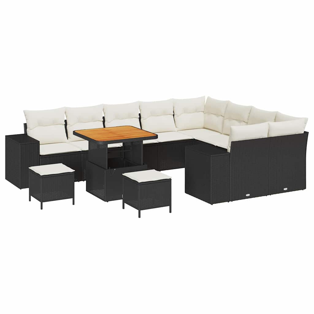 Garten-Sofa-Set mit Kissen mit Kissen 12 pcs Schwarz und Creme
