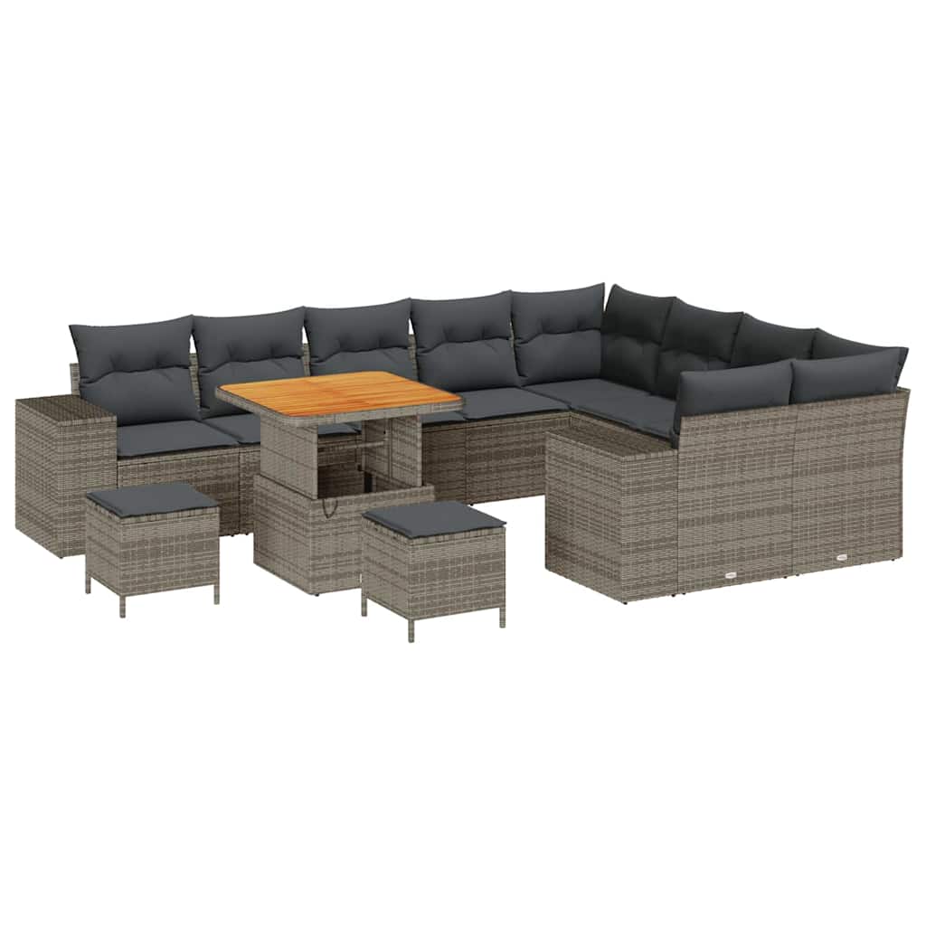 Garten-Sofa-Set mit Kissen mit Speicher mit Kissen 12 pcs Grau