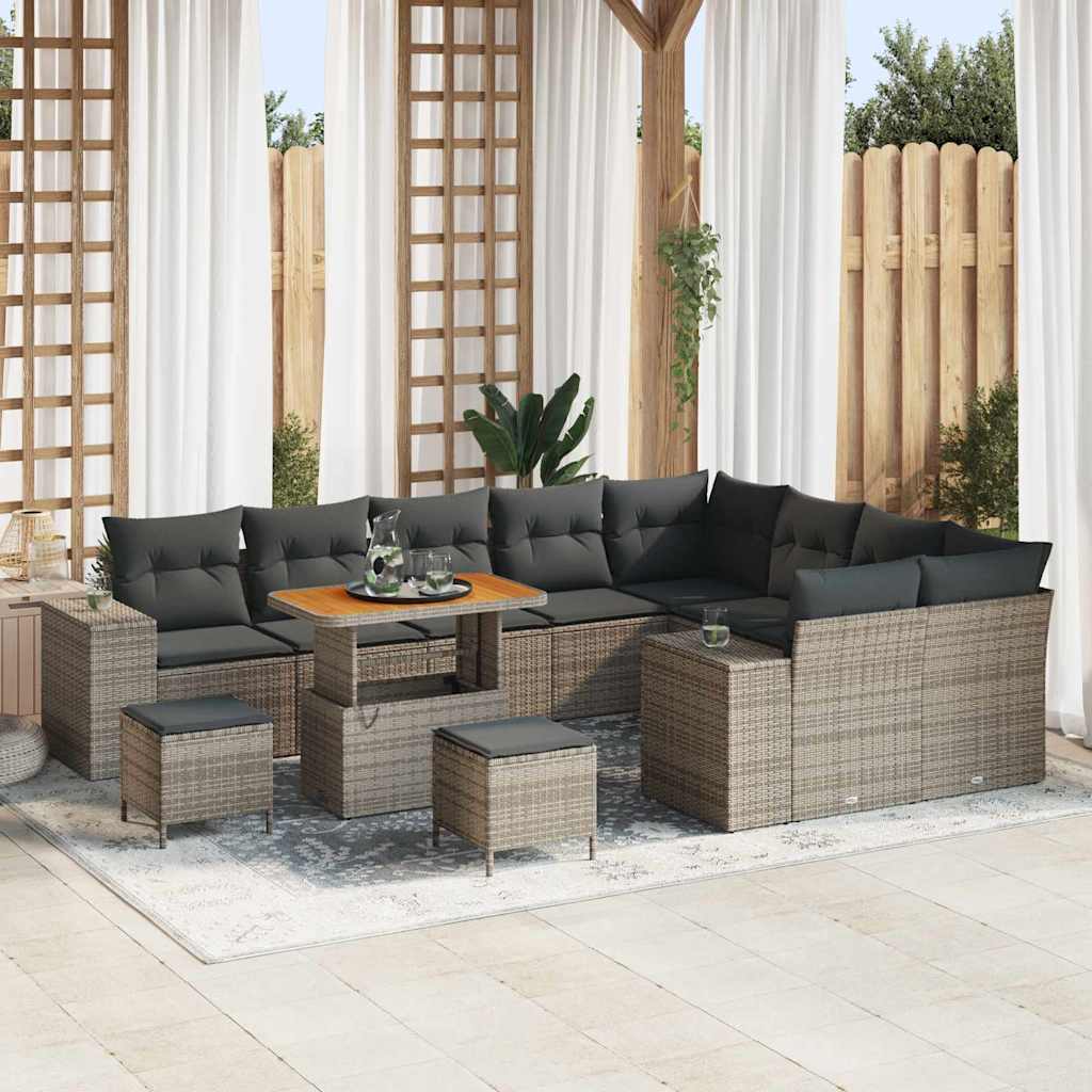 Garten-Sofa-Set mit Kissen mit Speicher mit Kissen 12 pcs Grau