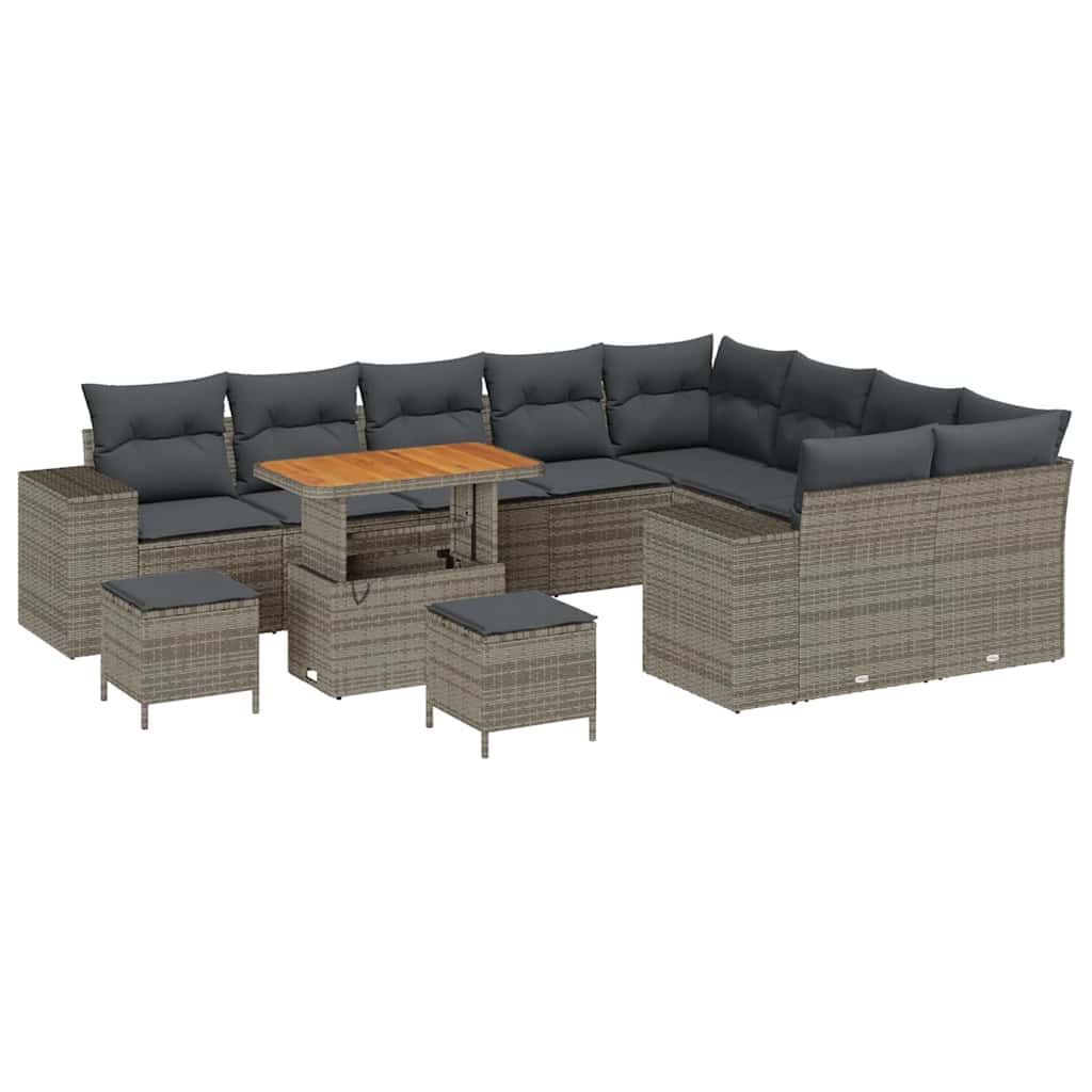 Garten-Sofa-Set mit Kissen mit Speicher mit Kissen 12 pcs Grau