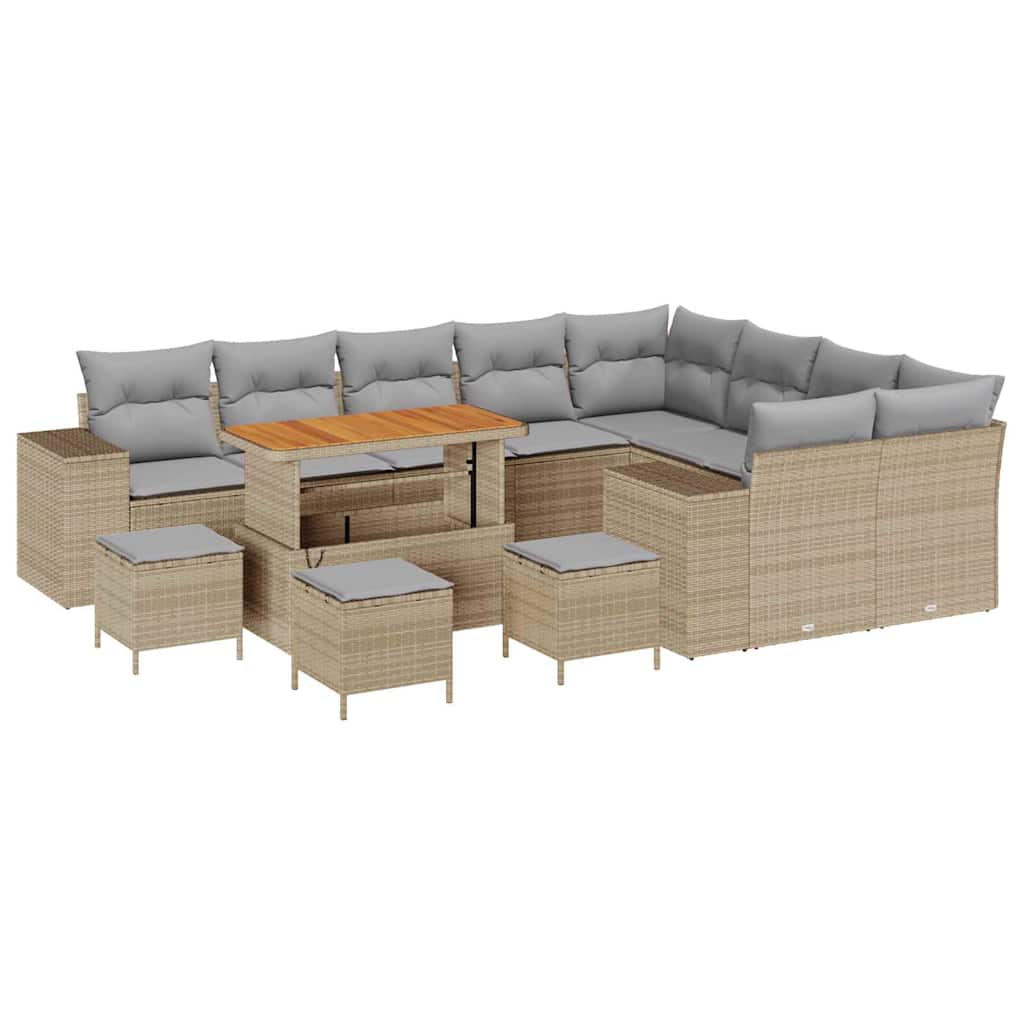 Garten-Sofa-Set mit Kissen mit Kissen 13 pcs Beige und Hellgrau