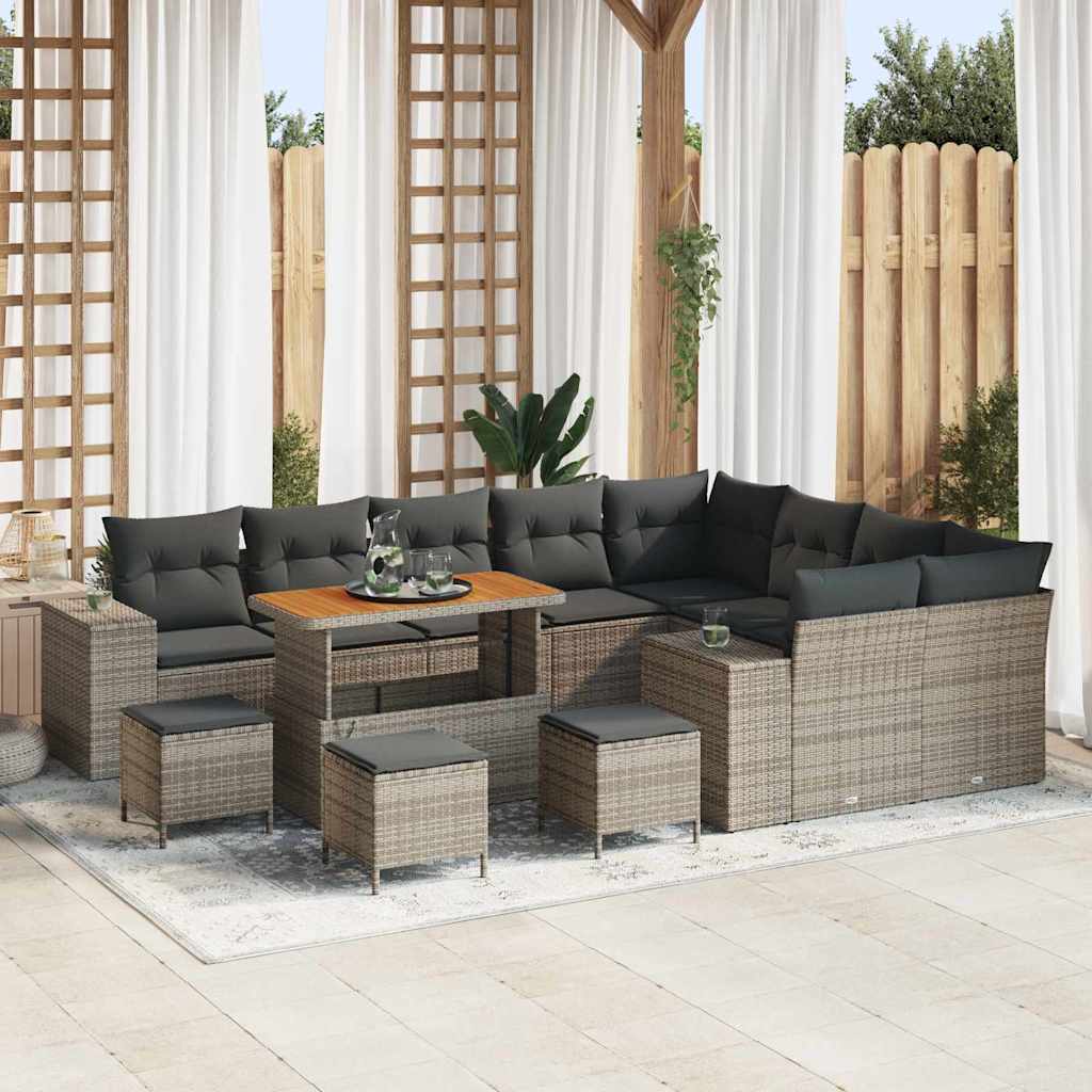 Garten-Sofa-Set mit Kissen mit Speicher mit Kissen 13 pcs Grau
