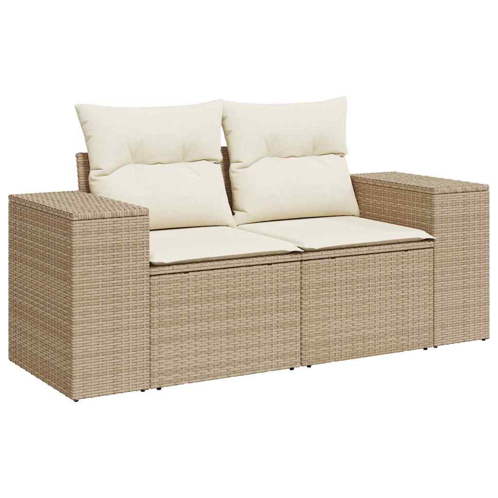 Gartensofa-set mit Kissen 13 pcs Beige und Creme Poly-Rattan