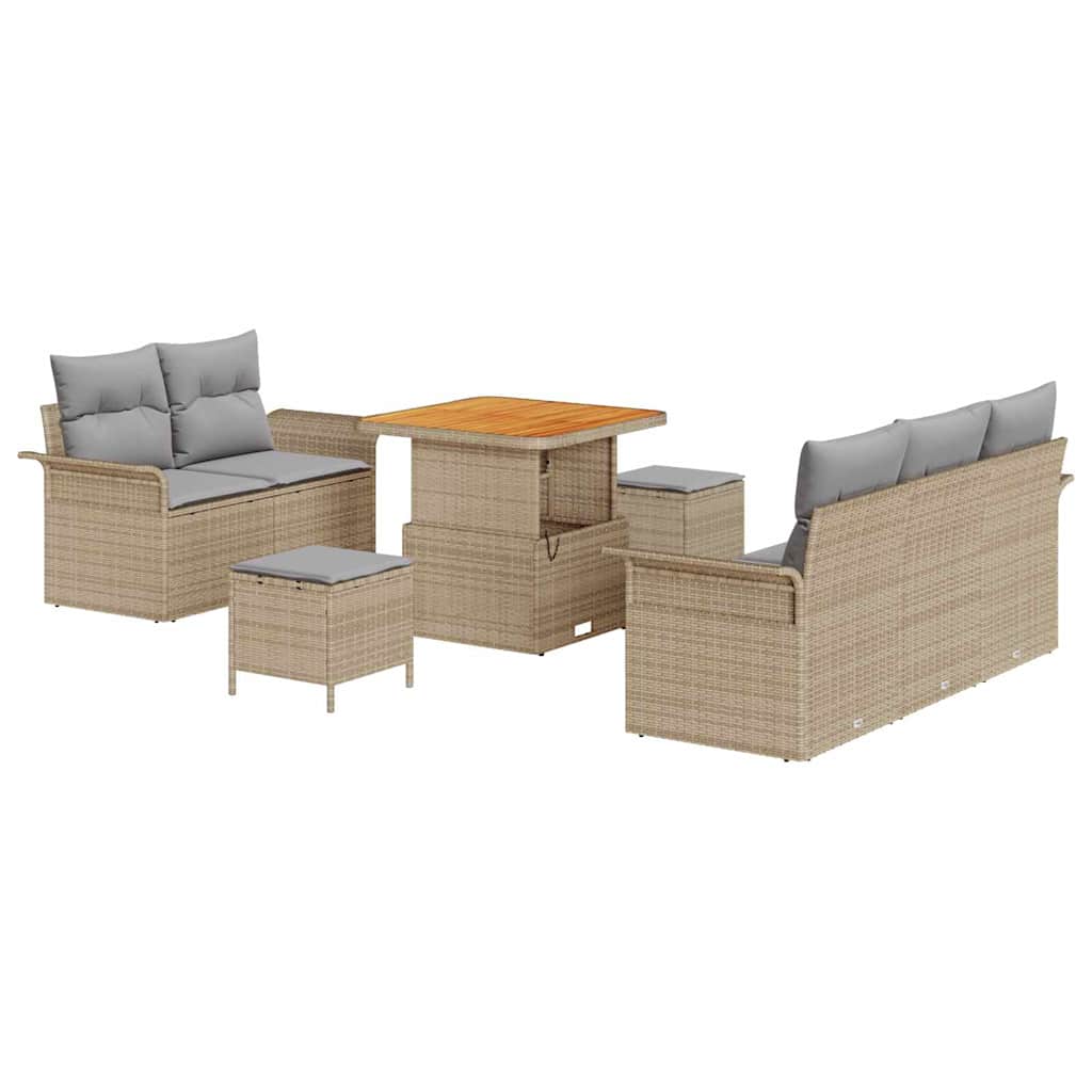Garten-Sofa-Set mit Kissen 8 pcs Beige und Hellgrau
