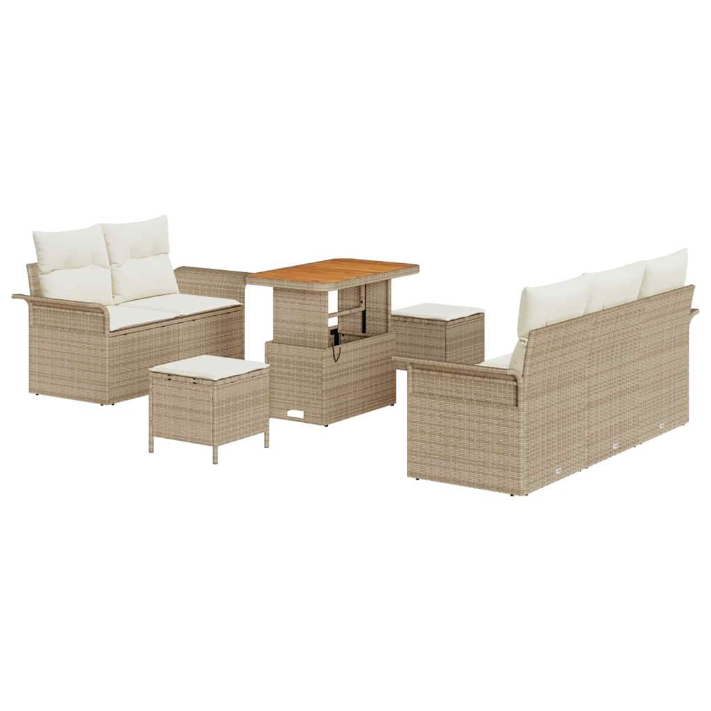 Garten-Sofa-Set mit Kissen mit Speicher 8 pcs Beige und Creme