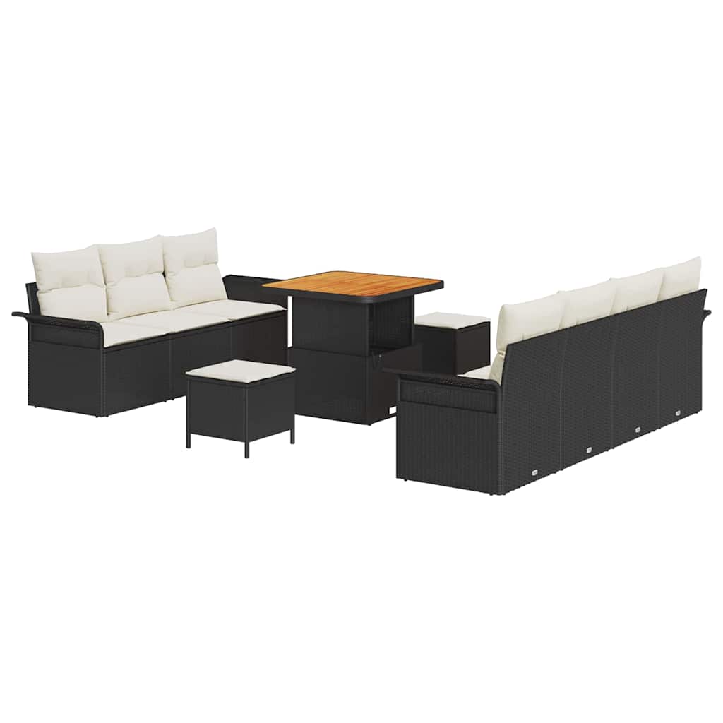 Garten-Sofa-Set mit Kissen mit Kissen 10 pcs Schwarz und Creme