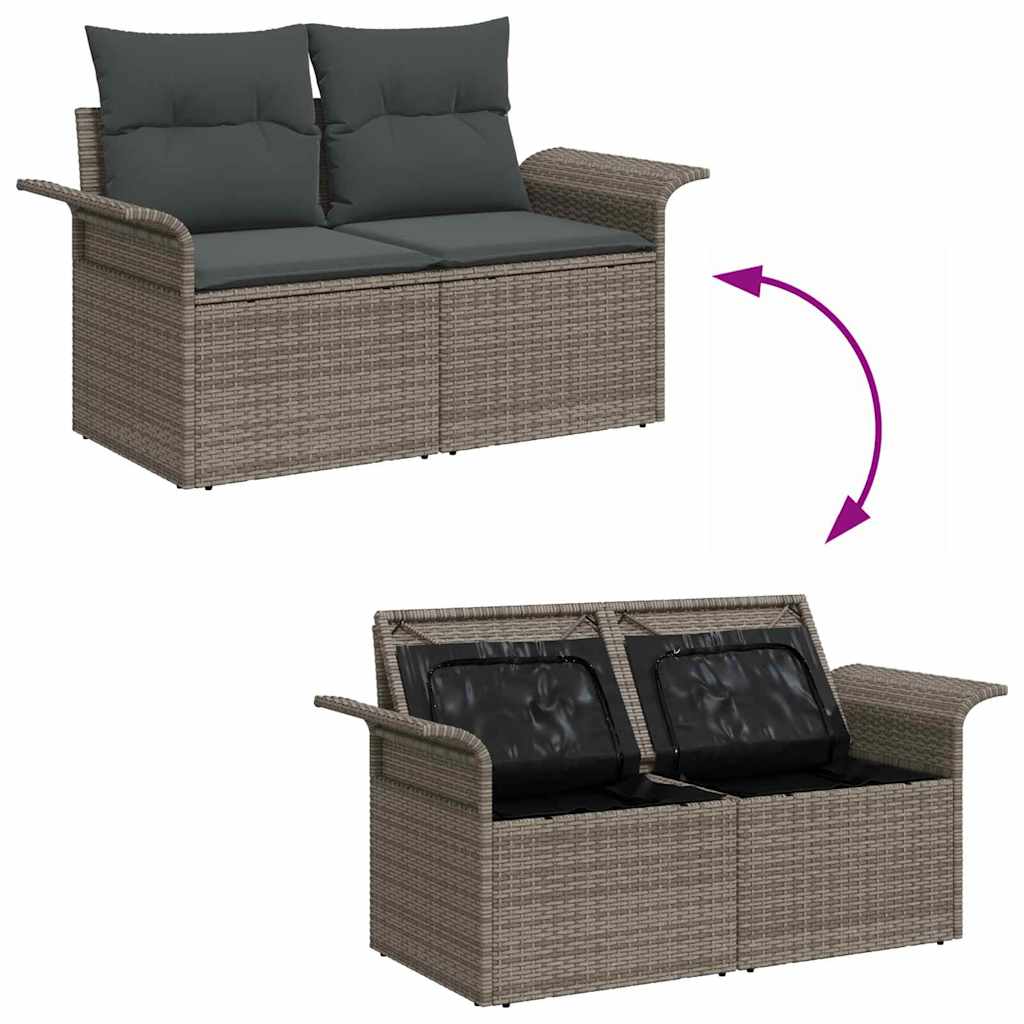 Garten-Sofa-Set mit Kissen mit Speicher mit Kissen 10 pcs Grau