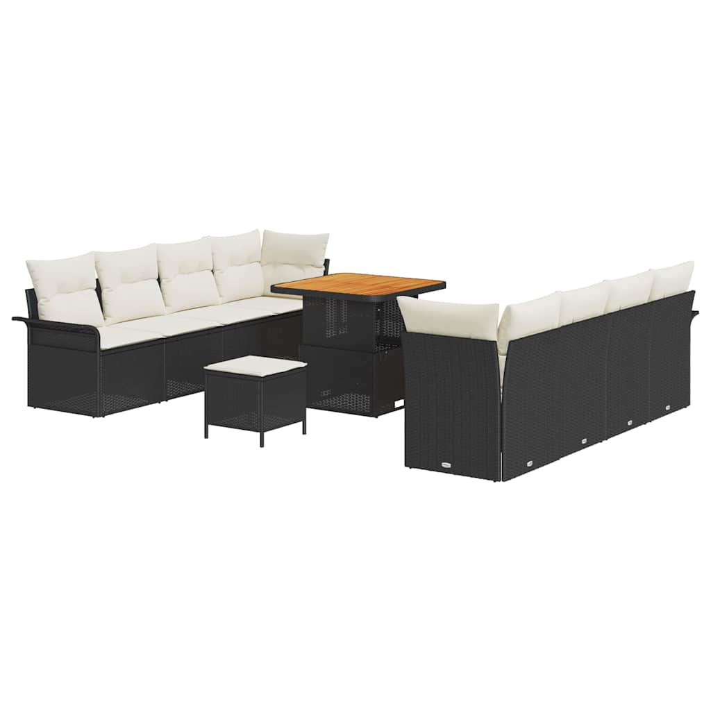 Garten-Sofa-Set mit Kissen Schwarz und Creme 80 x 80 x 71 cm