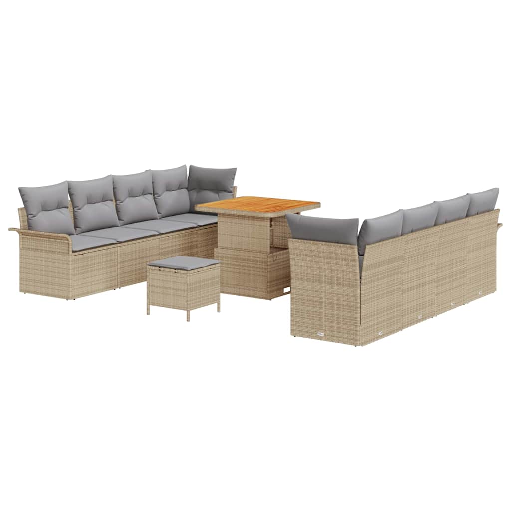 Garten-Sofa-Set mit Kissen Beige und Hellgrau 80 x 80 x 71 cm