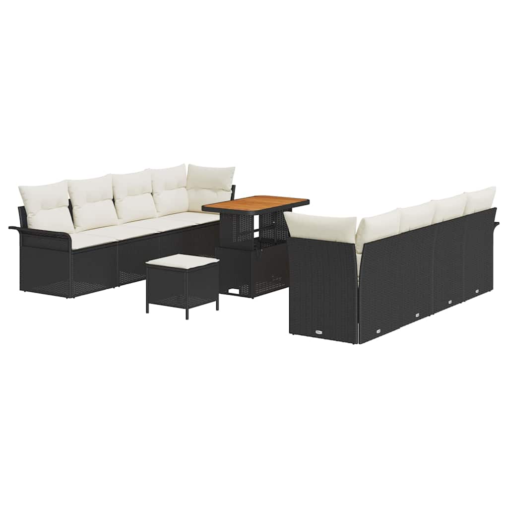 Garten-Sofa-Set mit Kissen Schwarz und Creme 90 x 55 x 71 cm
