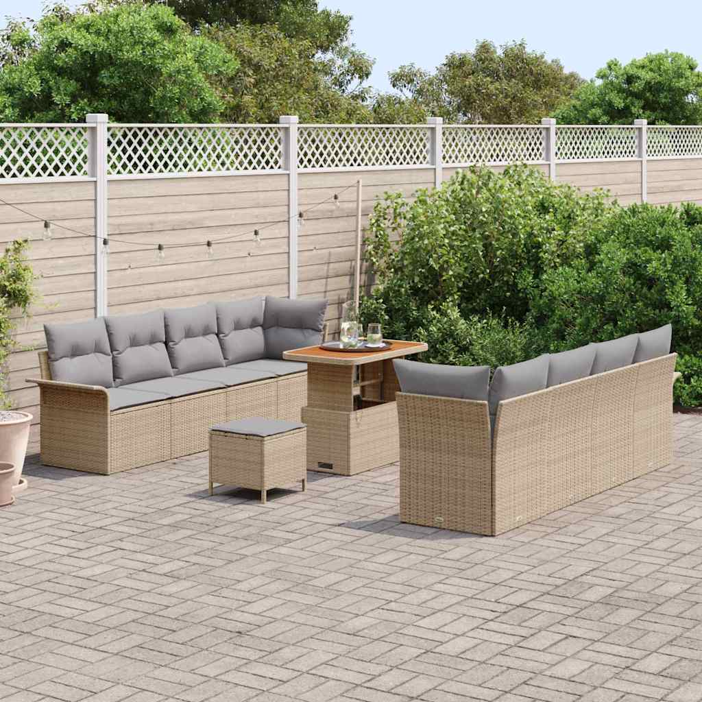 Garten-Sofa-Set mit Kissen Beige und Hellgrau 90 x 55 x 71 cm
